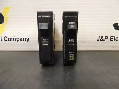 Square D QO CIRCUIT BREAKER 1 Pole 20 Amp QO120 120/240 Volt BLK & YELLOW FACE • $7