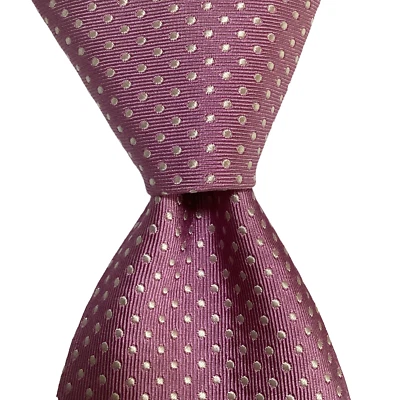 $90.99 • Buy DOMENICO VACCA Men's SEVENFOLD Silk Necktie ITALY Luxury POLKA DOT Lavender EUC
