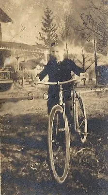 $4.95 • Buy Large Vintage Real Photo- Young Boy- Big Old Fashion Bicycle- 1900s-10s