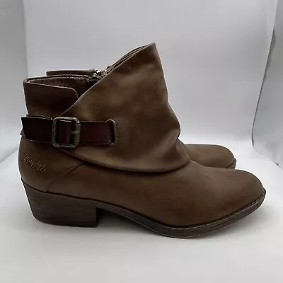 Blowfish Women Boho Boots Booties 8.5 Brown Western Faux Leather Ankle Strap • $30