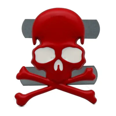 $8.28 • Buy Metal Skull Skeleton Crossbones Car Grill Grille 3D Badge Sticker Emblem Red 