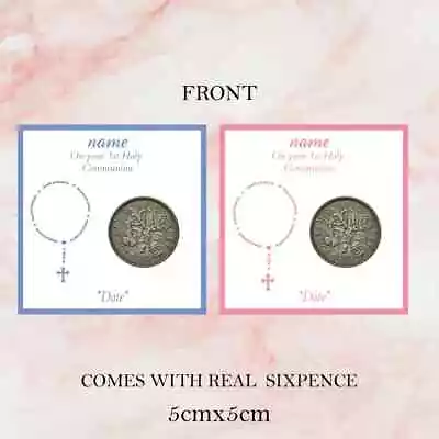 £2.49 • Buy Personalised First Holy Communion Lucky Sixpence Token Gift - Beads Design