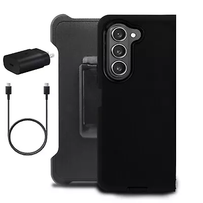 $16.95 • Buy For Samsung Z Fold 5 5G Case Shockproof Defender Holster Belt Clip +Fast Charger