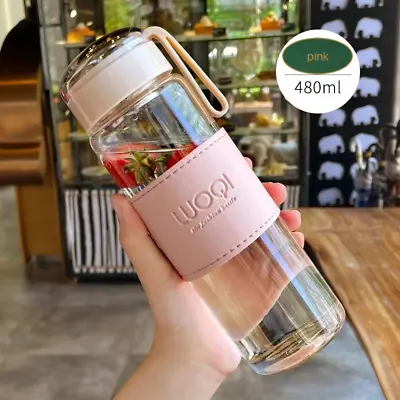 £13.99 • Buy Glass Water Bottle 340ML 480ML With Screw Lid Juice Beverage Hydration Gym Drink