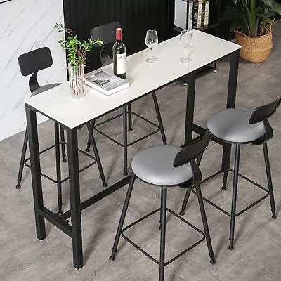 Real Stone Slate Bar Table Pub Bar Dining Table Bistro Table Thicker Steel Frame • $164.95