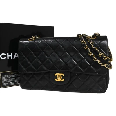 $3280 • Buy CHANEL CC Matelasse 25 Double Flap Chain Shoulder Bag Black GHW Vintage 864RH537