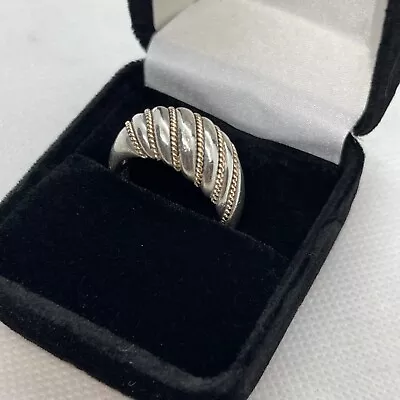 Kabana Sterling Silver & 14 Kt Gold Cable Puffy Dome Ring Size 9 W/box • $99.95