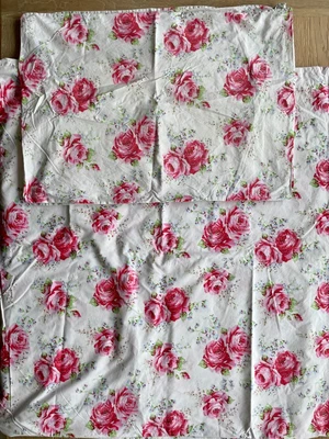 £25 • Buy Cath Kidston Classic Rose White Double Duvet 2 Pillowcases Set Vintage Fabric