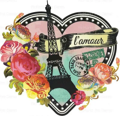 Eiffel Tower Valentine's Day ~ Edible 2D Fondant Cake Cupcake Topper ~ D1451 * • $9.98