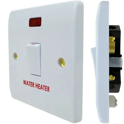 20 Amp Single Water Immersion Heater Switch With Neon Round Edged 20A White • £7.95