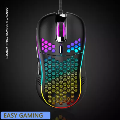 6 Button RGB Adjustable 7200 DPI Lightweight Wired Gaming Mouse Honeycomb Shell • $21.02