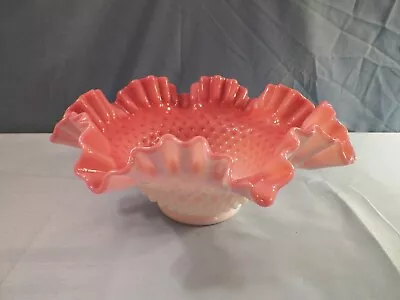 Fenton Large Milk Glass Hobnail Peach Blow Bowl 9 3/4  Wide • $29.99