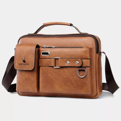 Men's Shoulder Messenger Bag PU Leather Handbag Business Crossbody Bag Briefcase • $17.59