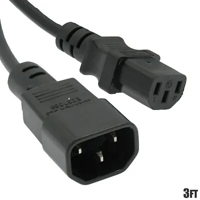 3ft 3 Prong Female To Male Power Adapter Cable/Cord IEC-320 C13 To C14 125V 10A • $13.01