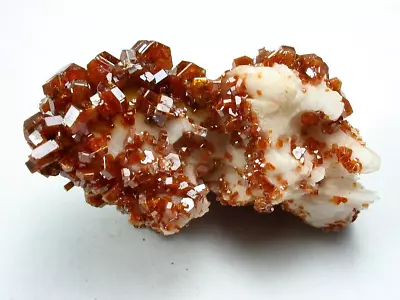 Minerals :  Floater Of Red Vanadinite Xtls On White Barite Acf Mine In Morocco • $2.25