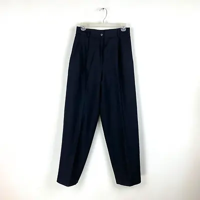 Amanda Smith Women’s Black Pure Wool Pleated Dress Pants Lined Pockets Size 10 • $24.95