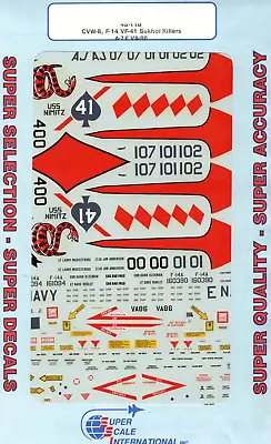 Super Scale Decals 1/48 CVW-8F-14VF-41 Sukhoi Killers A-7E New Sealed  48-118 • $18