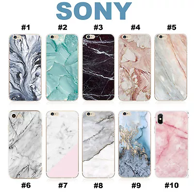 For Sony Xperia Z5 XA XZ Premium Marble Pattern Soft Slim Gel Phone Case Cover • $6.99