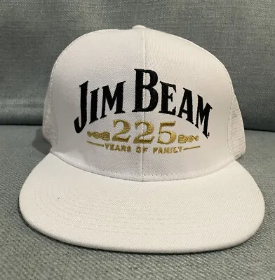 Jim Beam Snapback Cap Hat Official White Rare 225 Years Of Family Edition Mesh • $19