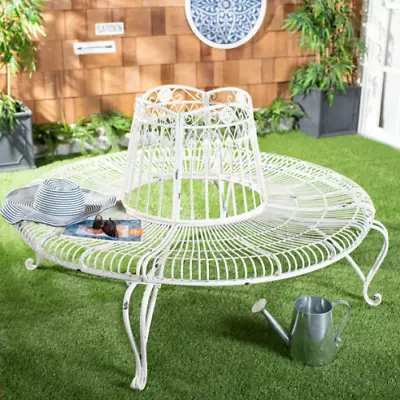 Out Door Tree Bench Seat Victorian Garden Iron Vintage Comfortable Style White • $312.23