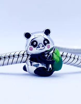 💖 Baby Panda Charm Bead With Leaf Cute Animal Genuine 925 Sterling Silver 💖 • £15.59