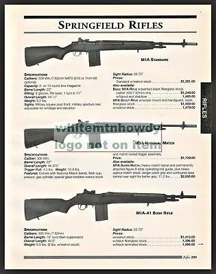 1999 SPRINGFIELD M1A Standard And National Match M1A-A Bush Rifle PRINT AD • $12.98