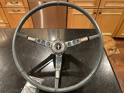 OEM Steering Wheel 1965-66 Ford ALL Mustang 16  Blue LOT Horn Spring Mtg Plate • $98.22