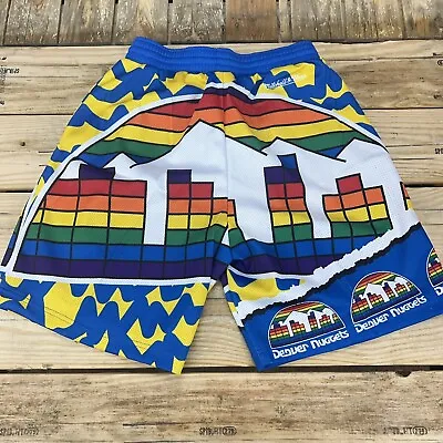 Mitchell & Ness Blue/Yellow NBA Denver Nuggets Jumbotron Sublimated Shorts MD • $37.42