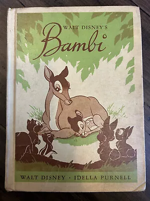 Vintage 1944 HC Color Illustrated Book Walt Disney’s BAMBI By Idella Purnell • $7.99