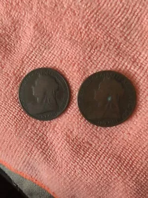 Victorian 1d One Penny Coins 1896 & 1898 • £0.50