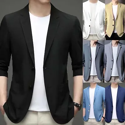 Men's Casual Blazer Lightweight Regular Fit Sport Coat Single Button Suit Jacket • $19.23