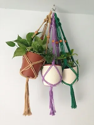 Macrame Plant Hanger Flower Pot Holder Hanging Rope Basket Decor • £1.89