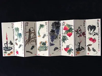 Old Chinese Beautiful Painting Scroll Album About Peach Fruit By Qi Baishi齐白石 • $69