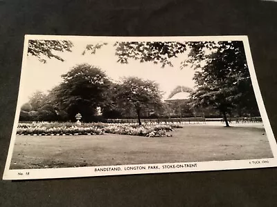 Old Staffordshire  Picture Postcard Longton  Park Bandstand  Flowers .Tuck Card • £2.95