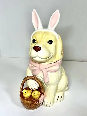 Puppy Wearing Bunny Ears Cookie Jar ~ Pier 1 Retired. Adorable For Easter! • $18