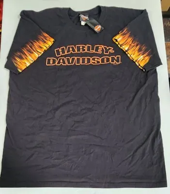 Harley Davidson Three Rivers Pittsburgh Pennsylvania Shirt 2XL Black Flames • $22.39