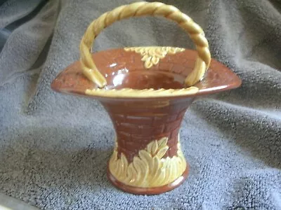 Dartmouth Art Pottery Basket Design Vase 12cm High 13cm Across Base Stamp • £6