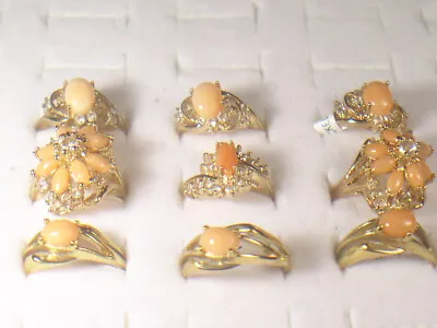 **** 9 ....rings Coral Semi-precious Gemstone Crystals   Wholesale  Lot  Co5 • $31.95