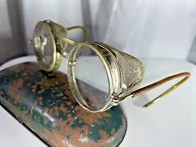 Vintage 1930's Safety Goggles AO Steampunk Motorcycle Glasses Industrial Clear • $48