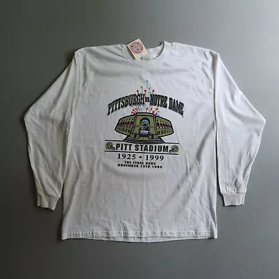 Vintage Pittsburgh Notre Dame Shirt White Football Stadium Long Sleeve Deadstock • $50