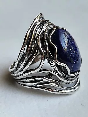 Lapis Lazuli Sterling Silver Ring Size 10 13 Grams Made In Israel • $79