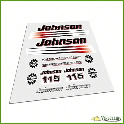 JOHNSON 115 HP Motor Boat Sea Horse Power Restoration Laminated Decals Stickers • $47.70