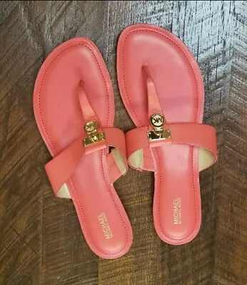 Michael Kors Hamilton Leather MK Charm Thong Sandals Size 11 • $79