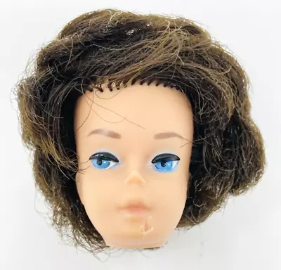 Vintage Brunette Bubble Cut Barbie Head Only Possibly Repro SPLIT • $19.99