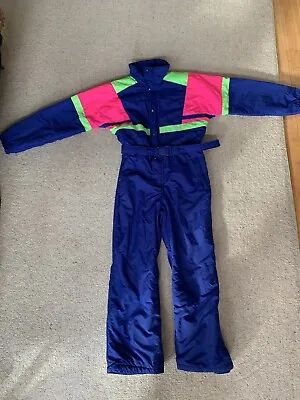 VTG 1989 CB Neon Ski Suit Snow Snowsuit. Rainbow. Youth Size 16. 80s-90s • $80