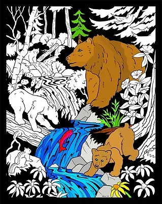 Bears - Large 16x20 Inch Fuzzy Velvet Coloring Poster • $8.99