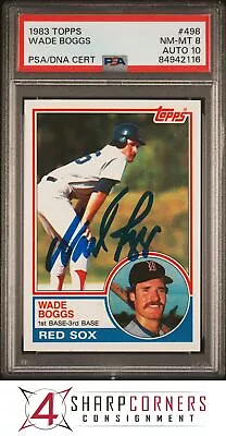 1983 Topps #498 Wade Boggs Rc Red Sox Hof Psa 8 Dna Auto 10 • $99.99