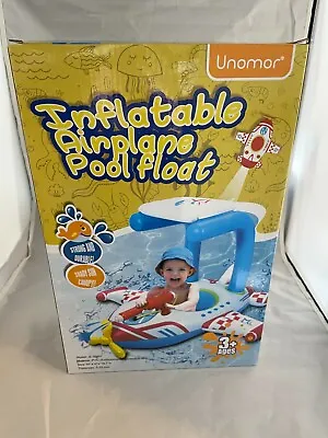 Unomor Pool Floats- Inflatable Airplane Pool Toy Floaty With Sun Canopy 47x47x19 • $38.37