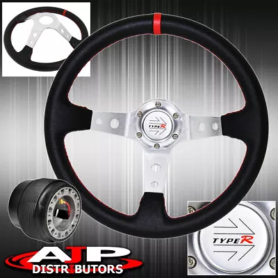Hub For 00-06 S2000 Deep Dish Black Steering Wheel Silver Center Red Stitching • $44.99