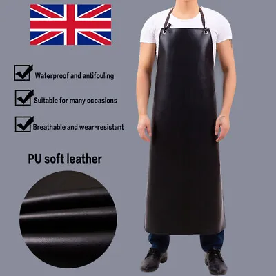 Heavy Duty Waterproof PU Leather Apron Adult Butchers Kitchen Chef Full Apron • £6.99